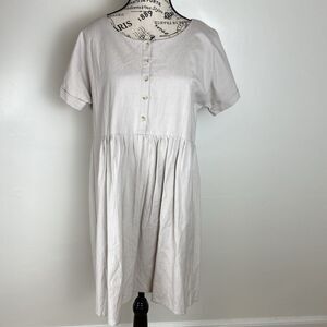 Linen Cream Button-Down Babydoll Dress